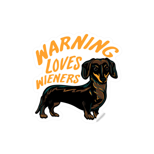 Warning Loves Wieners Sticker